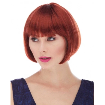 Kızıl Düz Kesim Astarlı Küt Parti Peruğu Şık ve Farklı