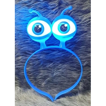 Led Işıklı Uzaylı Göz Parti Tacı Mavi 3 Farklı Modda Yanar