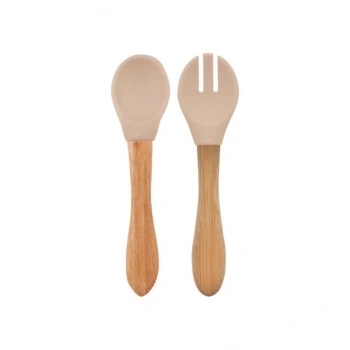 Eğitici Çocuk  Oyuncak   Mama Kaşığı ve Çatal Seti Bubble Beige