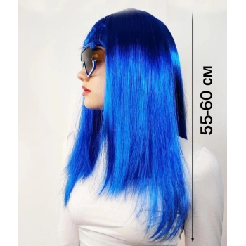 Çocuk Mavi Renk Uzun Parti Peruğu