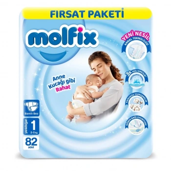 Çocuk Molfix Bebek Bezi Fırsat Paketi 1 Beden 2-5 Kg 82 Adet