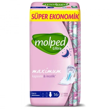 Çocuk Molped Ultra Hijyen Anatomik Gece Ped Süper Eko 16 Adet