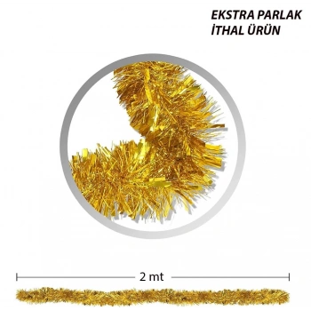 Çocuk Parti İçin Sim Süs 2 Metre Uzunluk 6 cm Genişlik Altın Renk İthal