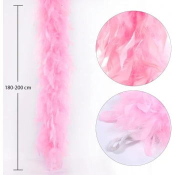 Eğitici Oyuncak Pembe Renk Kabarık Kalın Otriş Boa Tüy 6 cm Genişlik 180-200 cm Uzunluk