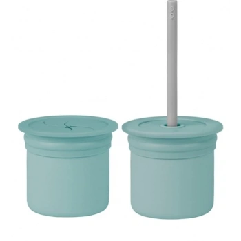 Eğitici Oyuncak    Pipetli Silikon Bardak Seti Aqua Green / Powder Grey
