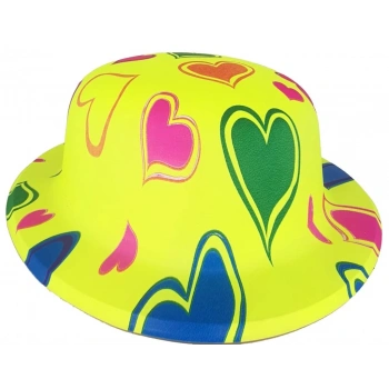 Çocuk Plastik Neon Desenli UV Işık Parti Şapkası Sarı 1 Adet
