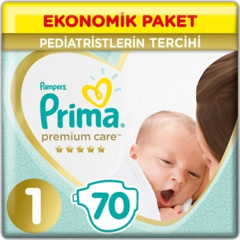 Çocuk Prima Premium Care Bebek Bezi Ekonomik Paket 1 Beden 70 Adet