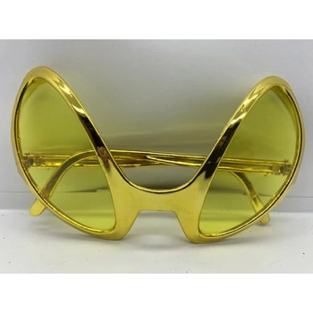 Çocuk Retro Gözlük - 80 li 90 lı Yıllar Parti Gözlüğü Gold Renk 8x13 cm