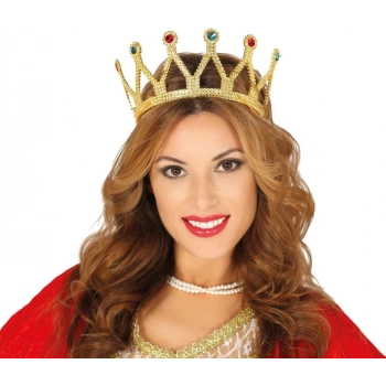 Rönesans Kostümlü Kraliyet Ortaçağ Altın Kraliçe Prenses Tacı Eğlenceli Kostüm Aksesuarı