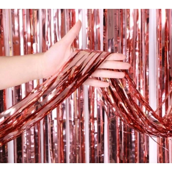 Eğitici Oyuncak Rose Gold Püsküllü Kapı Perdesi - Parti, Bekarlığa Veda, Doğum Günü 1x2 m