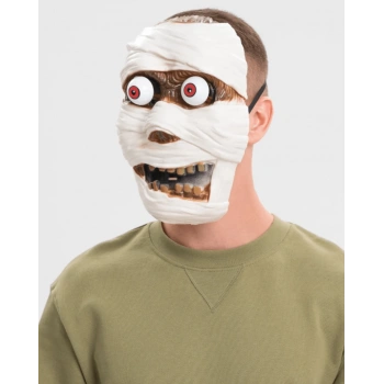 Sallanan Yaylı Oynar Gözlü Mumya Maskesi Korkutucu ve Eğlenceli Parti Maskesi