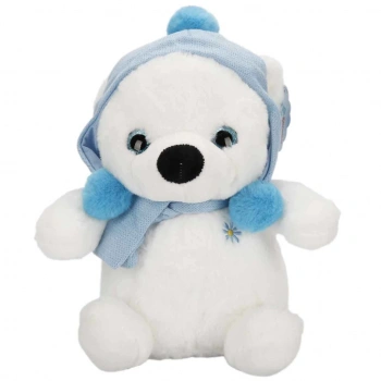 Çocuk Şapkalı ve Atkılı Peluş Kutup Ayısı 30 cm S00004773