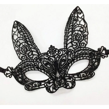 Çocuk Siyah Renk Dantel Kesim Dantel İşlemeli Balo Parti Maskesi 7 No