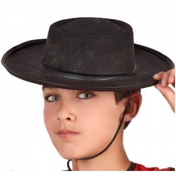 Çocuk Siyah Renk Keçe Flamenko Şapkası Çocuk Boy