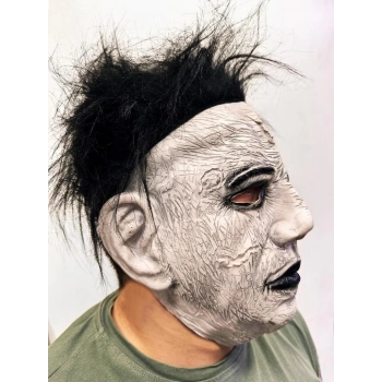 Çocuk Siyah Saçlı Michael Myers Lateks Yüze Tam Yapışan Et Maske Korku Maskesi