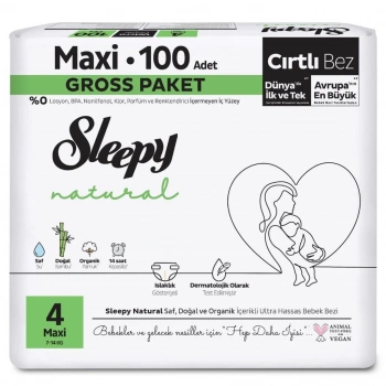 Çocuk Sleepy Natural Bebek Bezi Gross Paket 4 Beden 7-14 Kg 100 Adet