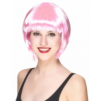 Çocuk Soft Pembe Renk Parti Peruğu Küt Saç