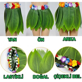 Tropikal Esintili Hawaii Yapraklı Parti Eteği Çocuk Boy Tropikal Eğlence