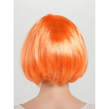 Çocuk   Turuncu Renk Küt Parti Peruğu Kısa Takma Saç