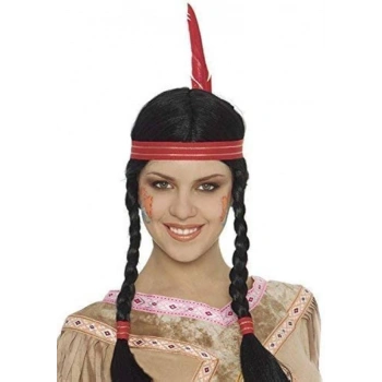 Tüylü Örgülü Hint Peruğu Çocuk Kostüm ve Rol Yapma Oyunu İçin Eğlenceli Aksesuar