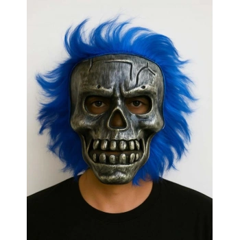 Eğitici Oyuncak Wild Skull - Gümüş Kafatası Mavi Saçlı İskelet Maske