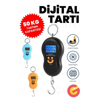 Pratik Pilli Dijital Bagaj Bavul Valiz Ağırlık Ölçme Tartısı, 50 KG Tartma Kapasitesi, Piller Hediye