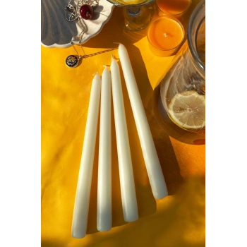 2li Premium Seri Dekoratif Beyaz Konik Şamdan Mum Bakkal Mum