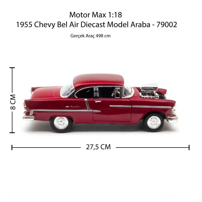 Motor Max 1:18 1955 Chevy Bel Air Diecast Model Araba - 79002