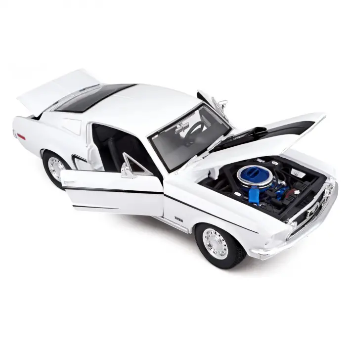 Maisto 1:18 1968 Ford Mustang GT Cobra Jet Diecast Model Araba Beyaz - 31167