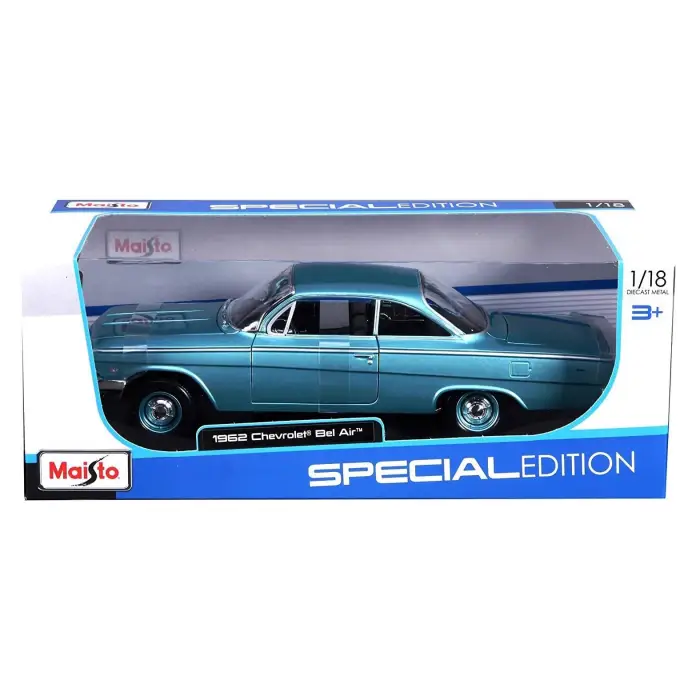Maisto 1:18 1962 Chevrolet Bel Air Diecast Model Araba Yeşil - 31641