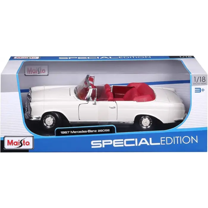 Maisto 1:18 1967 Mercedes-Benz 280 SE Diecast Model Araba - 31811