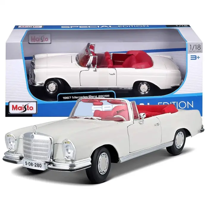 Maisto 1:18 1967 Mercedes-Benz 280 SE Diecast Model Araba - 31811