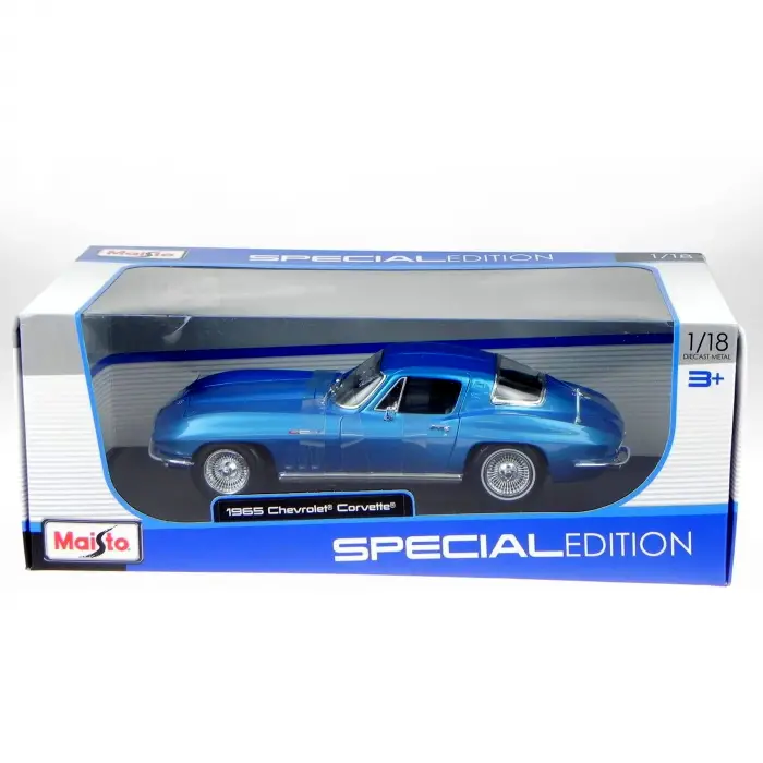 Miasto 1:18 1965 Chevrolet Corvette Diecast Model Araba Mavi - 31640