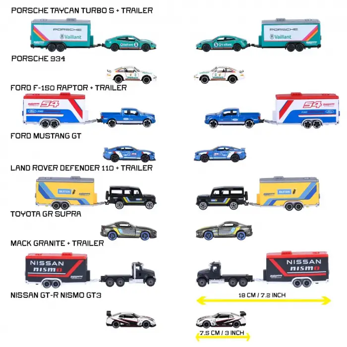 Majorette Racing Deluxe Trailer 4lü Metal Model Araba Seti