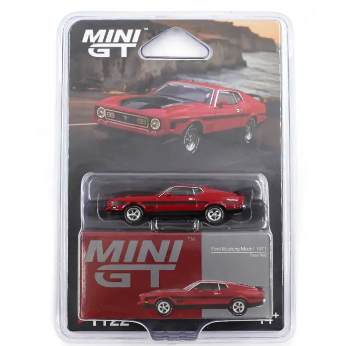 Mini GT 1/64 Ford Mustang Mach1 1971 Race Red - Blister Paket MGT01122-BL