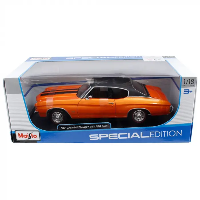 Maisto 1:18 1971 Chevrolet Chevelle SS 454 Sport Coupe Diecast Model Araba Turuncu - 31890
