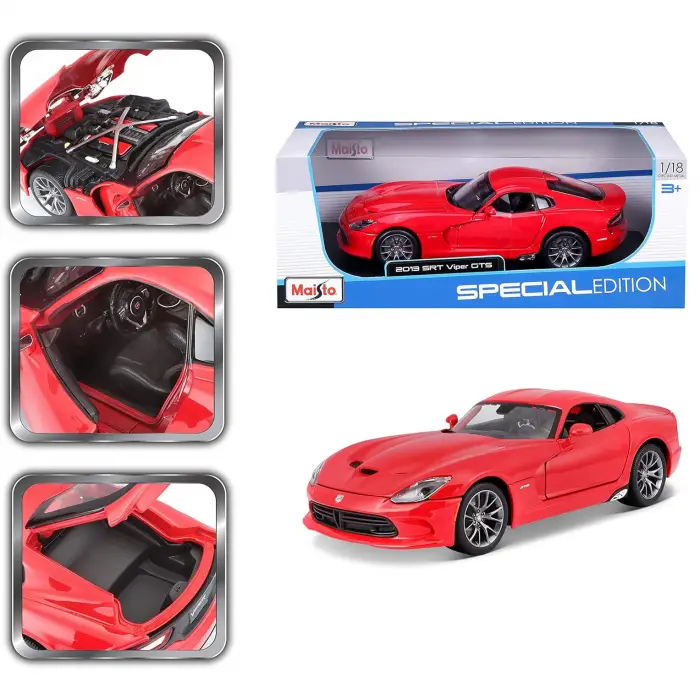 Maisto 1:18 2013 SRT Viper GTS Diecast Model Araba Kırmızı - 31128