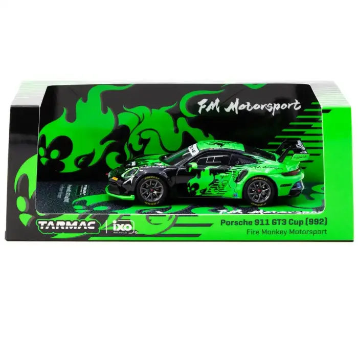 Tarmac Works 1/64 Porsche 911 GT3 Cup (992) Fire Monkey Motorsport - Tarmac Works X iXO Models HOBBY64 T64-093-FMM