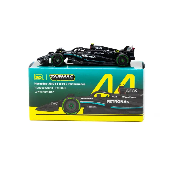 Tarmac Works 1/64 Mercedes-AMG F1 W14 E Performance Monaco Grand Prix 2023 Lewis Hamilton - Tarmac Works X iXO Models GLOBAL64 T64G-F064-LH2