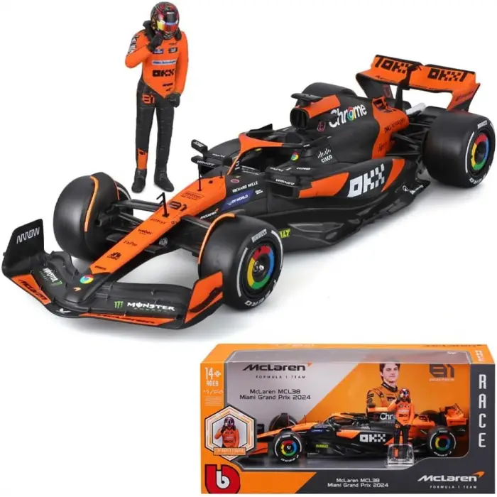 Bburago 1:24 Mc Laren MCL38 Miami Grand Prix 2024 Oscar Piastri Sürücülü - 28040