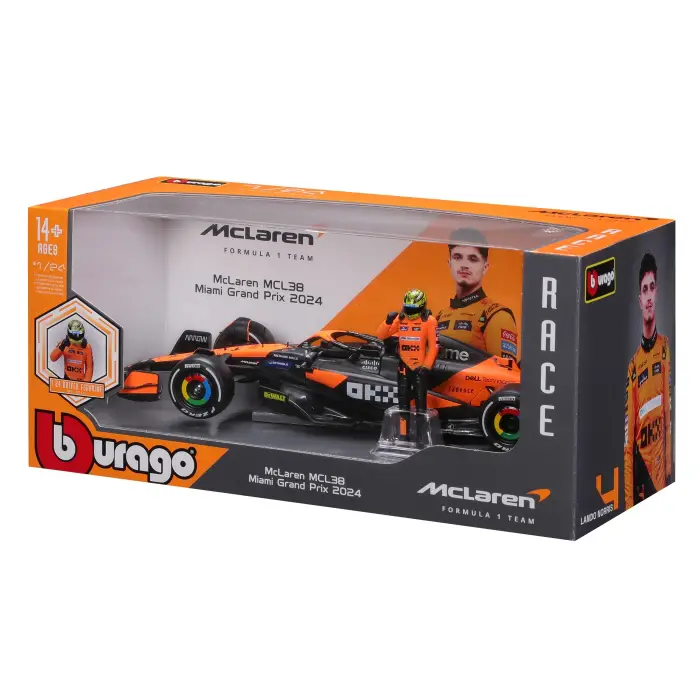 Bburago 1:24 Mc Laren MCL38 Miami Grand Prix 2024 Lando Norris Sürücülü - 28040