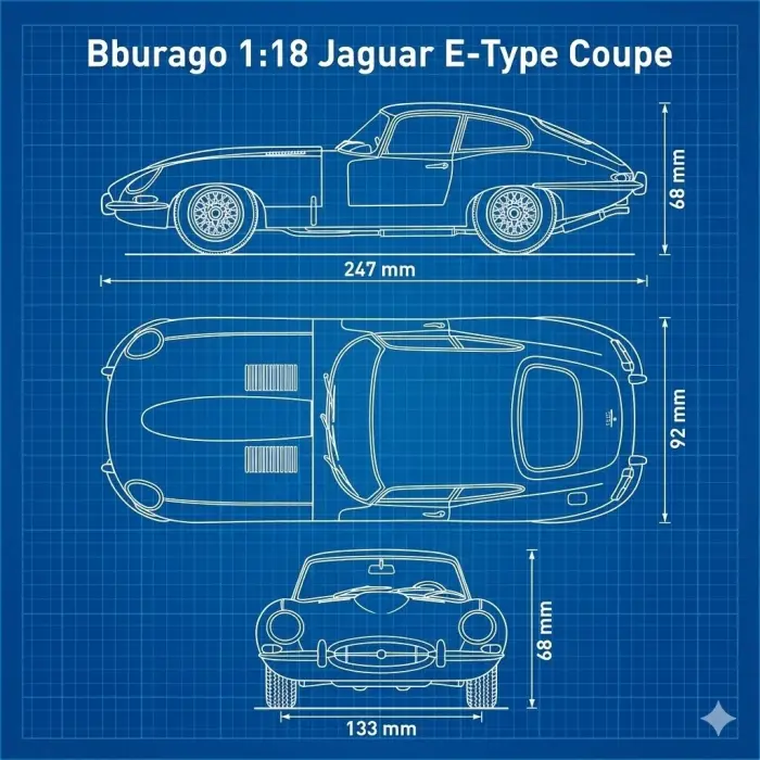 Bburago 1:18 Jaguar E-Type Coupe Diecast Model Araba - 12044