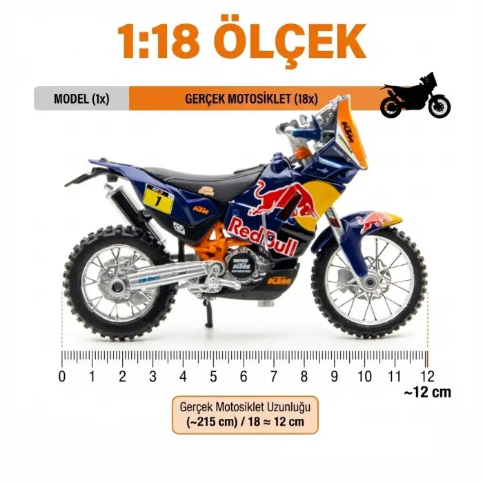 Bburago 1:18 KTM 450 Rally (Dakar Rally) Diecast Model Motosiklet - 51070