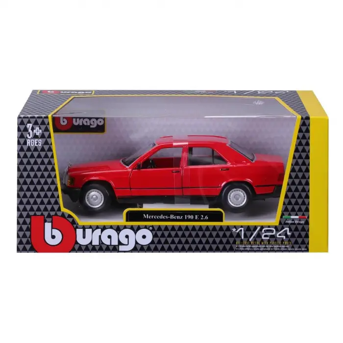 Bburago 1:24 Mercedes-Benz 190 E 2.6 Diecast Model Araba - Kırmızı