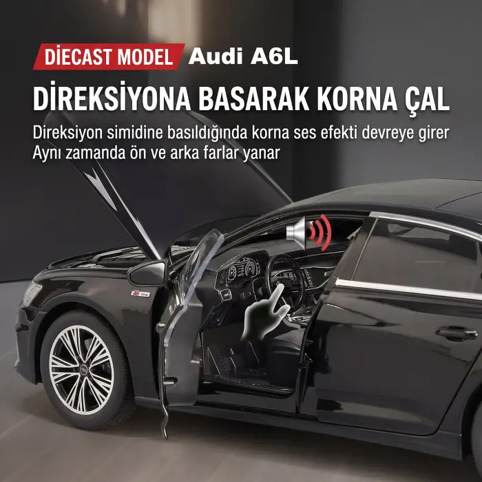HBM 1:18 Audi A6 L Diecast Model Araba Siyah - H1072