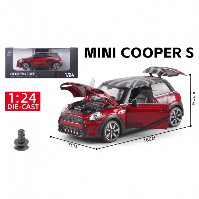 HBM 1:24 Mini Cooper Diecast Model Araba Kırmızı - H2761