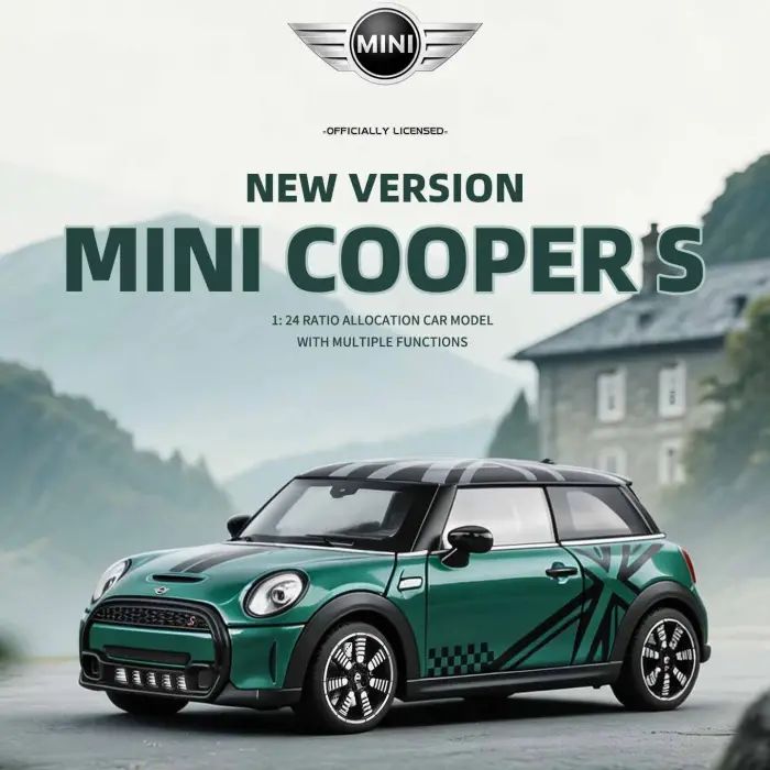 HBM 1:24 Mini Cooper Diecast Model Araba Yeşil - H2761