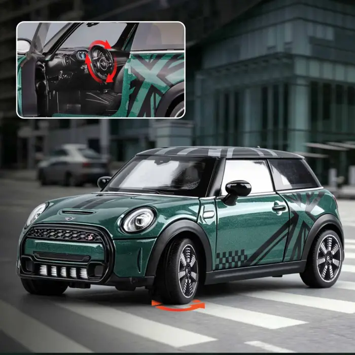 HBM 1:24 Mini Cooper Diecast Model Araba Yeşil - H2761