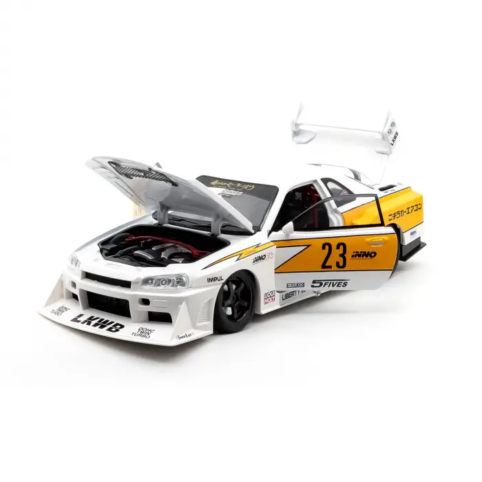Hobbiez World 1:24 Nissan Skyline GT-R R34 Liberty Walk Beyaz - 1901-411A