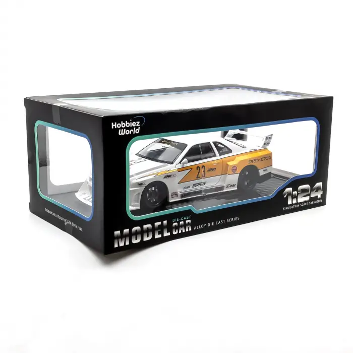 Hobbiez World 1:24 Nissan Skyline GT-R R34 Liberty Walk Beyaz - 1901-411A